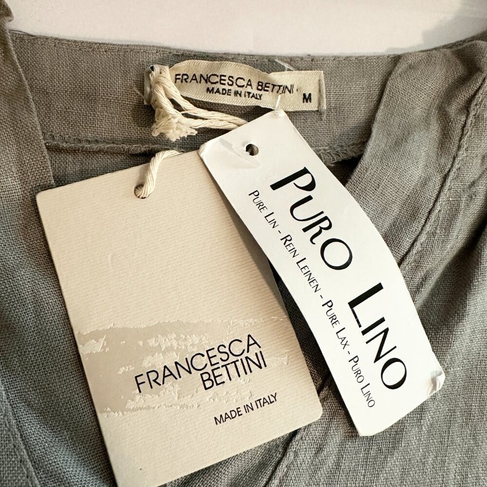 Francesca Bettini Women's 100% Linen Midi Dress Size M Gray Tiered Design Boho - Picture 5 of 13
